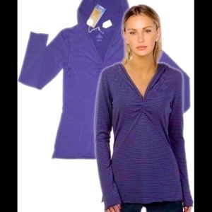 prAna Perry Purple Striped Pullover w/ Hood XL